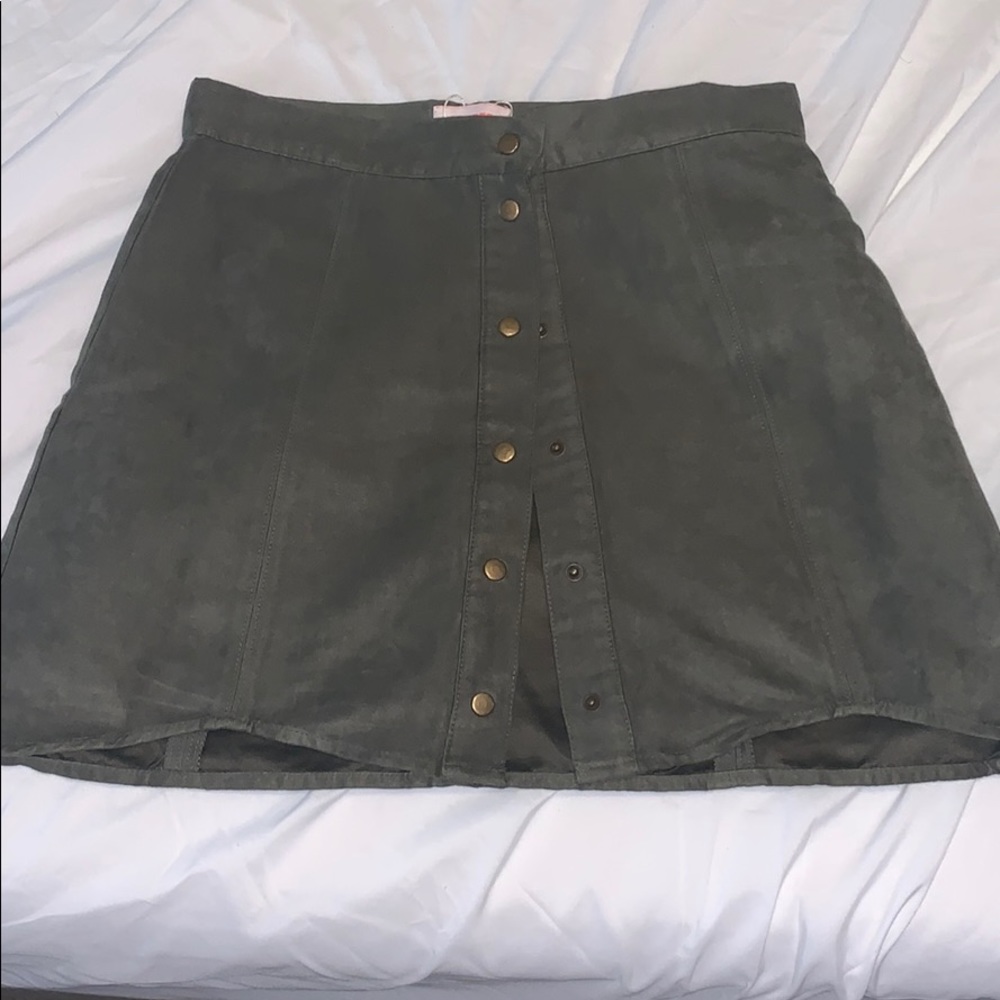 Green Suede mini skirt